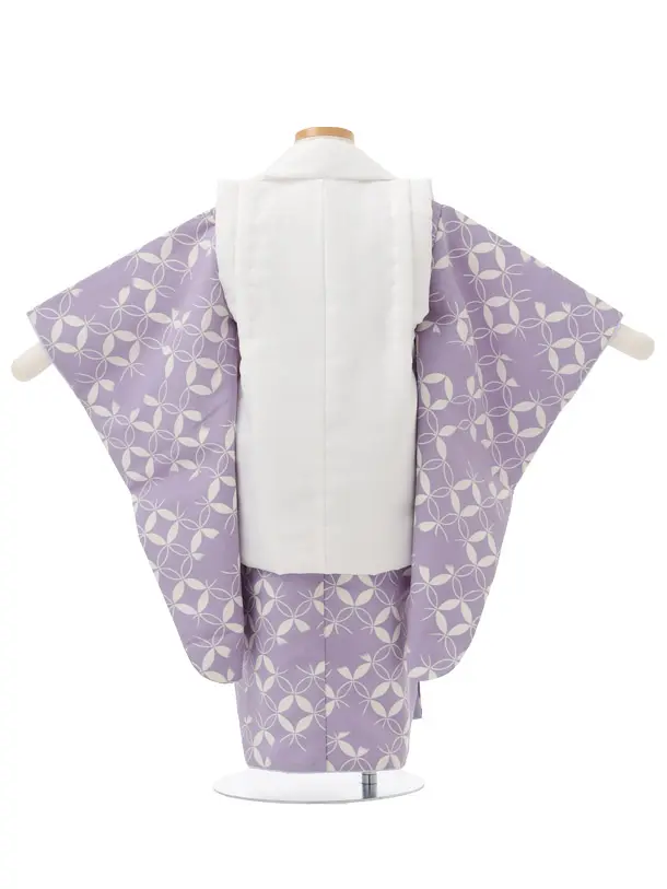 七五三レンタル(3歳男児被布)W715 白地刺繍兜 × 紫地七宝