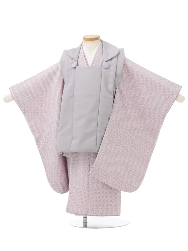 七五三レンタル(3歳男児被布)W773 グレー × うす紫