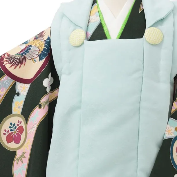 七五三レンタル(3歳男児被布)W779 水色七宝× 深緑 鷹丸紋