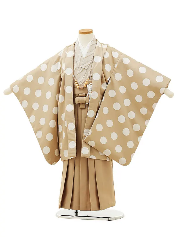 七五三レンタル(5歳男袴)X192ベージュドットxベージュ袴