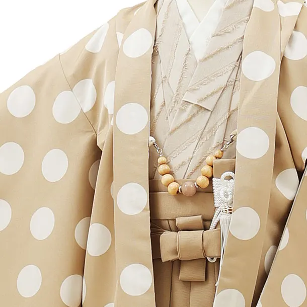 七五三レンタル(5歳男袴)X192ベージュドットxベージュ袴