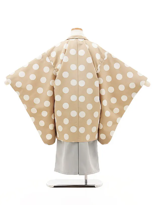 かんたん七五三(5歳男袴)X614 ラフィネココ ベージュドット×グレー