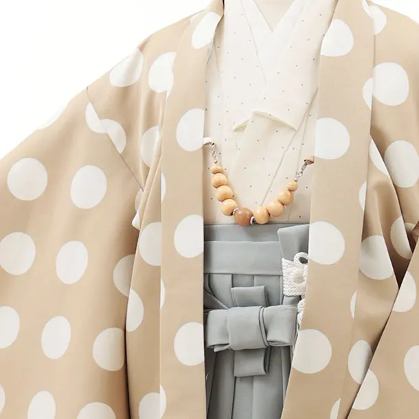 かんたん七五三(5歳男袴)X614 ラフィネココ ベージュドット×グレー