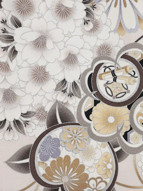 かんたん七五三(5歳男袴)X672 ベージュ橘桜×モカベージュ