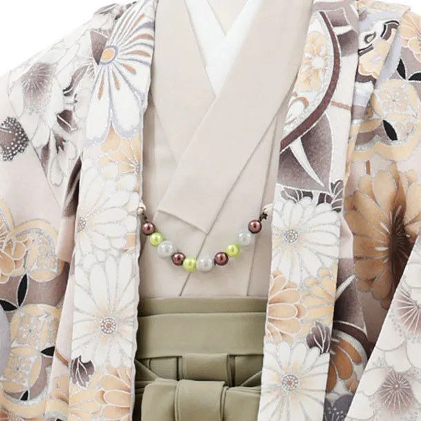 かんたん七五三(5歳男袴)X672 ベージュ橘桜×モカベージュ