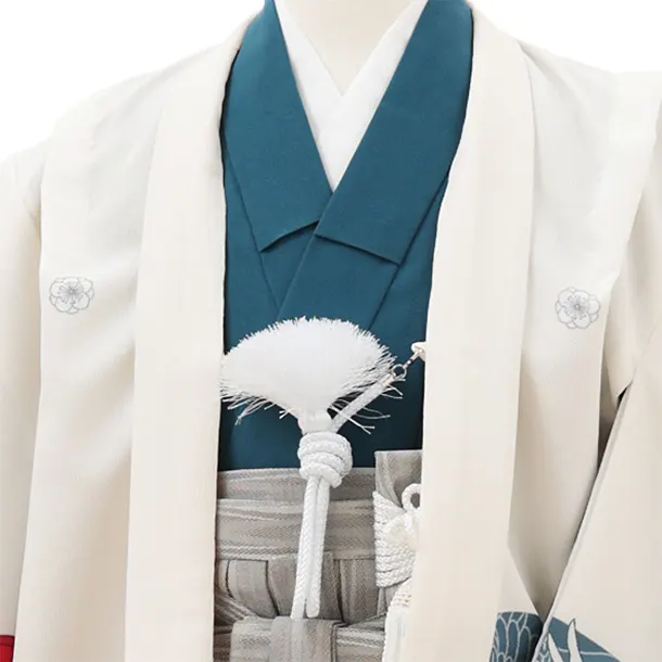 七五三レンタル(5歳男袴)X687 アイボリー桐鶴×ベージュ