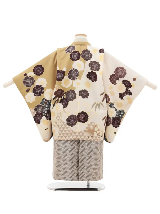 七五三レンタル(5歳男袴)X692 からしクリーム梅×ベージュ
