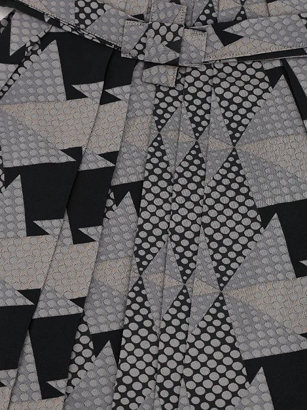 かんたん七五三(5歳男袴)X735 パープルぼかし 鶴文×黒グレー