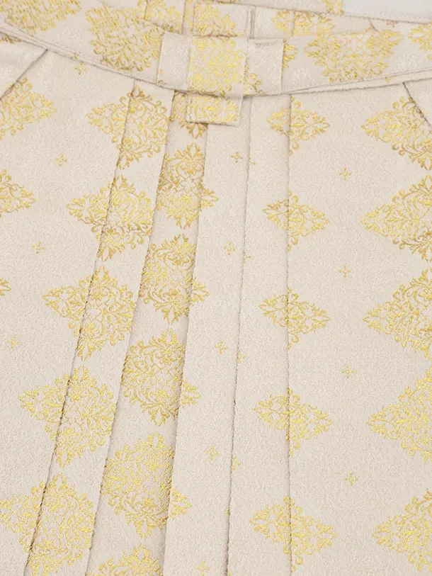 かんたん七五三(5歳男袴)X763 黒紋付×ベージュゴールド菱