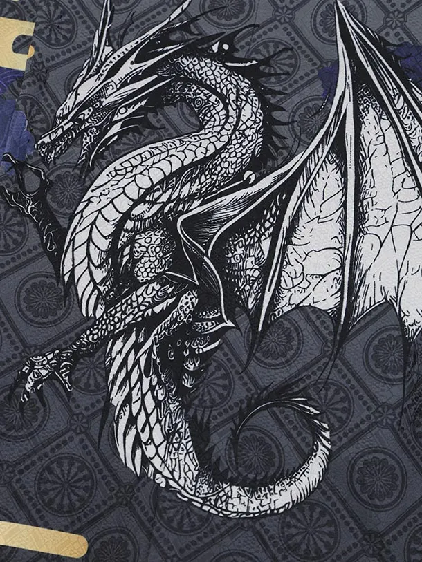 かんたん七五三(5歳男袴)X770 グレー雲霞にドラゴン×黒