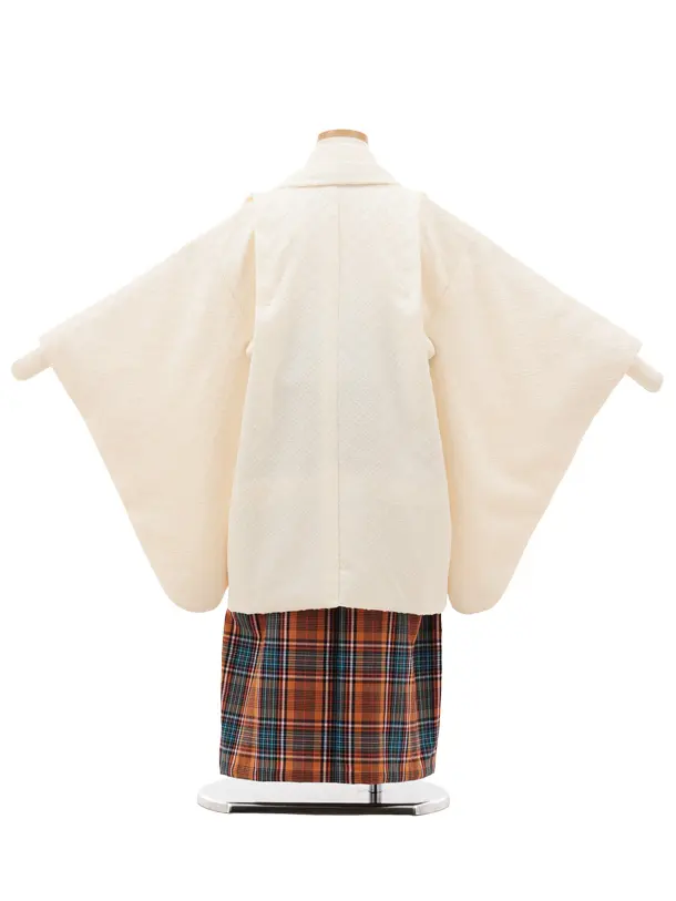 かんたん七五三(5歳男袴)X771 クリーム×金茶チェック