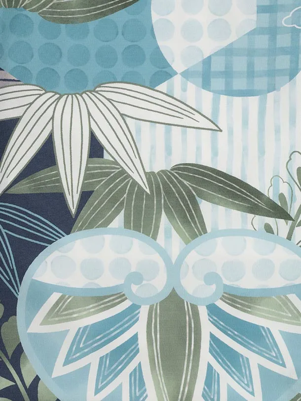 かんたん七五三(5歳男袴)X780 ブルー系 桐に笹ドット×紺