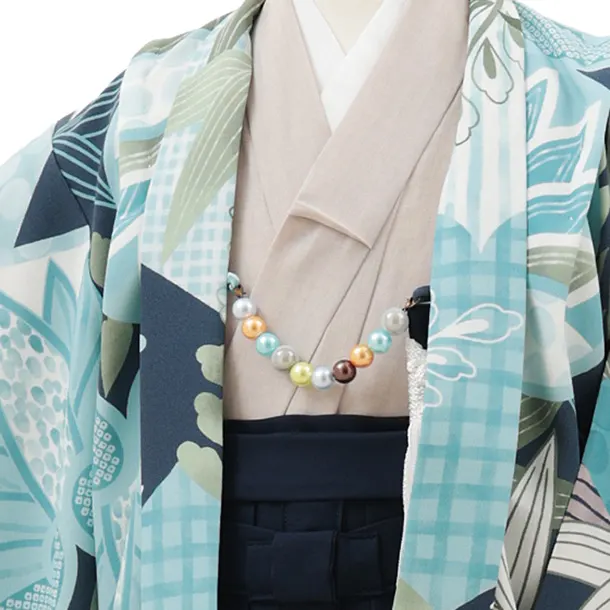 かんたん七五三(5歳男袴)X780 ブルー系 桐に笹ドット×紺