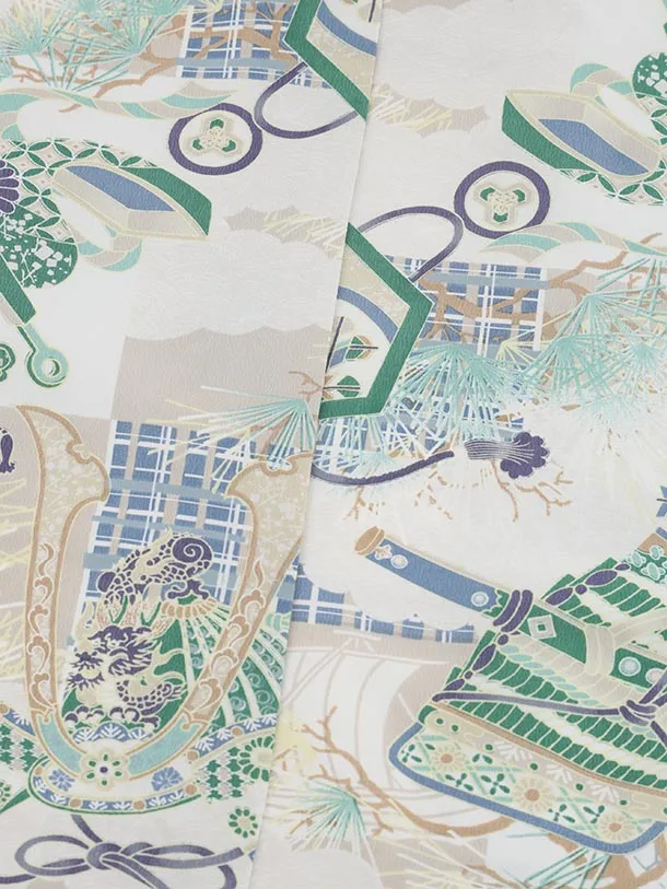 かんたん七五三(5歳男袴)X797 ベージュ武具文×モカブラウン