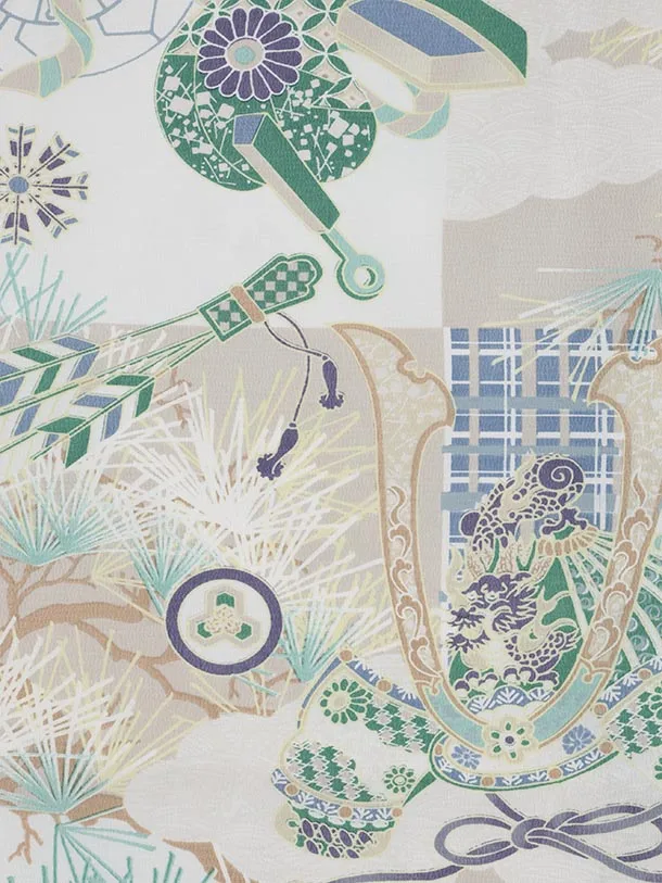 かんたん七五三(5歳男袴)X797 ベージュ武具文×モカブラウン