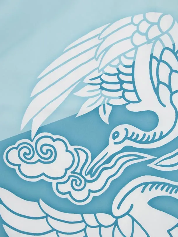 かんたん七五三(5歳男袴)X800 水色ぼかし鶴に桐×ベージュ梅