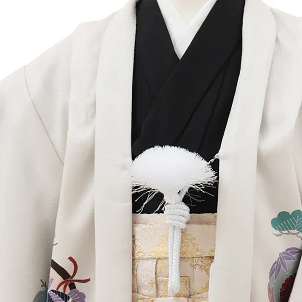 かんたん七五三(5歳男袴)X805 ベージュ 束ね熨斗に鷹×ベージュ茶ぼかし