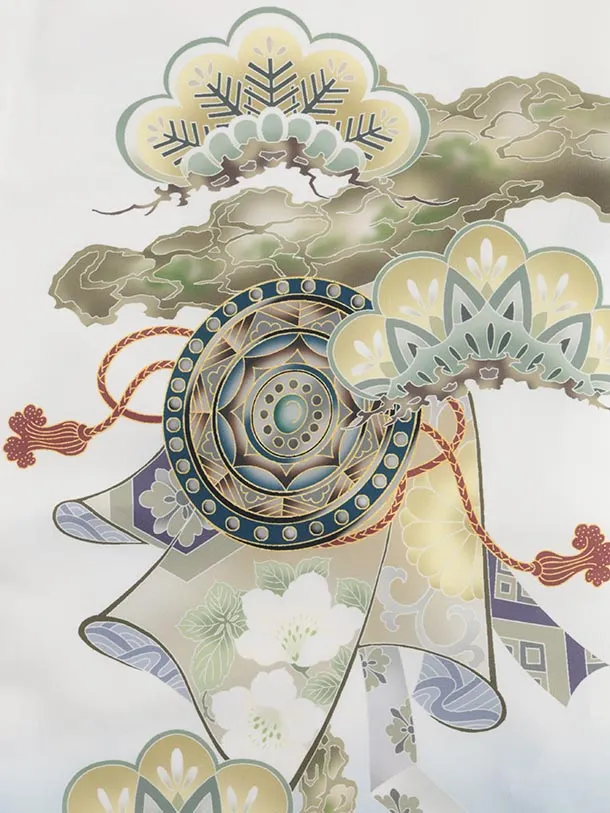 かんたん七五三(5歳男袴)X809 白武具に鷹×ブルーグレー