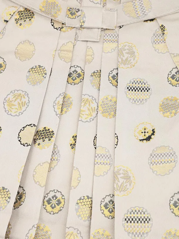 かんたん七五三(5歳男袴)X819 黒 吉祥文様 矢羽根×ベージュ雪輪