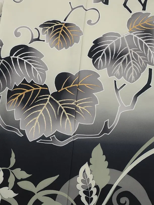 かんたん七五三(5歳男袴)X829 グリーンベージュぼかし桐唐草×グレージュ