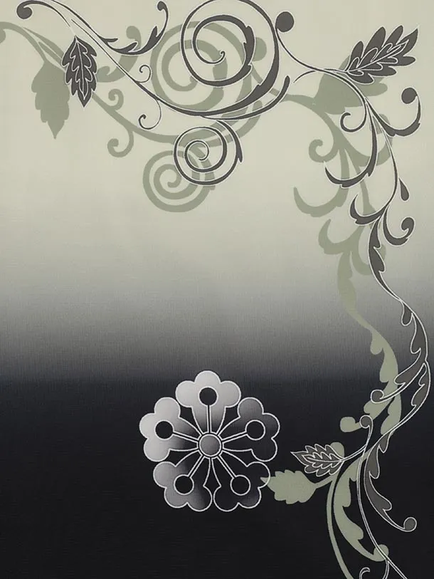 かんたん七五三(5歳男袴)X829 グリーンベージュぼかし桐唐草×グレージュ