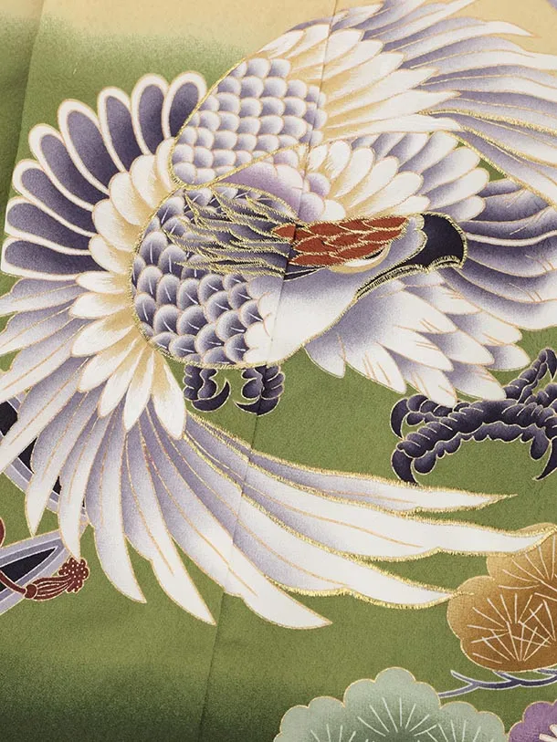 かんたん七五三(5歳男袴)X835 クリームベージュぼかし白鷹×ブラウン