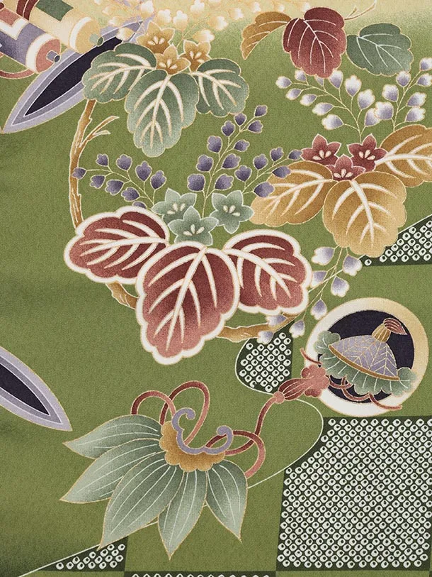 かんたん七五三(5歳男袴)X835 クリームベージュぼかし白鷹×ブラウン