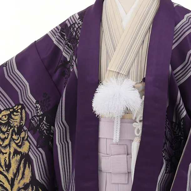 かんたん七五三(5歳男袴)X875 パープル虎×薄紫袴