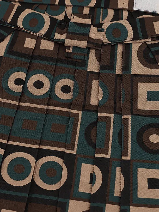 かんたん七五三(5歳男袴)X876 モカベージュ×ブラウン幾何学袴