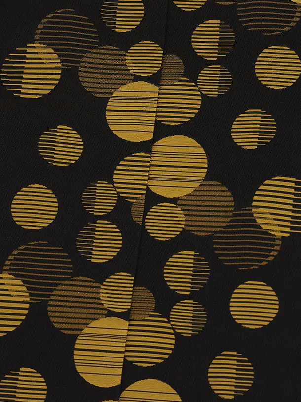 かんたん七五三(5歳男袴)X877 黒地からしドット×クリームベージュ