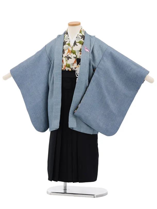 かんたん七五三(5歳男袴)X940 ブルーラメ 恐竜 × 紺