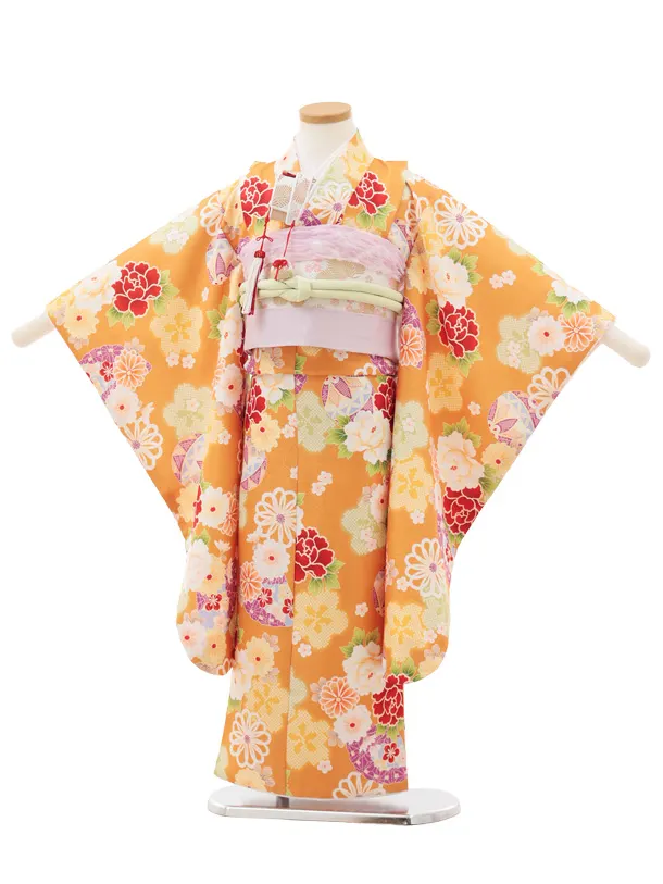 七五三(5歳女児)0665 オレンジ 花づくし