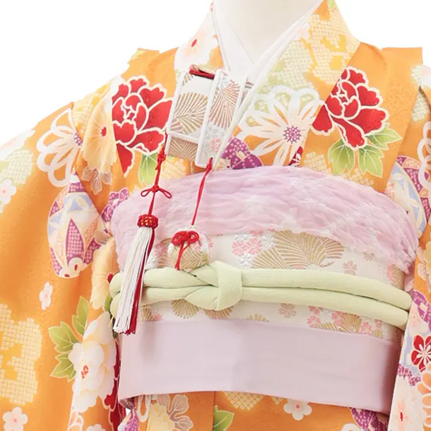 七五三(5歳女児)0665 オレンジ 花づくし