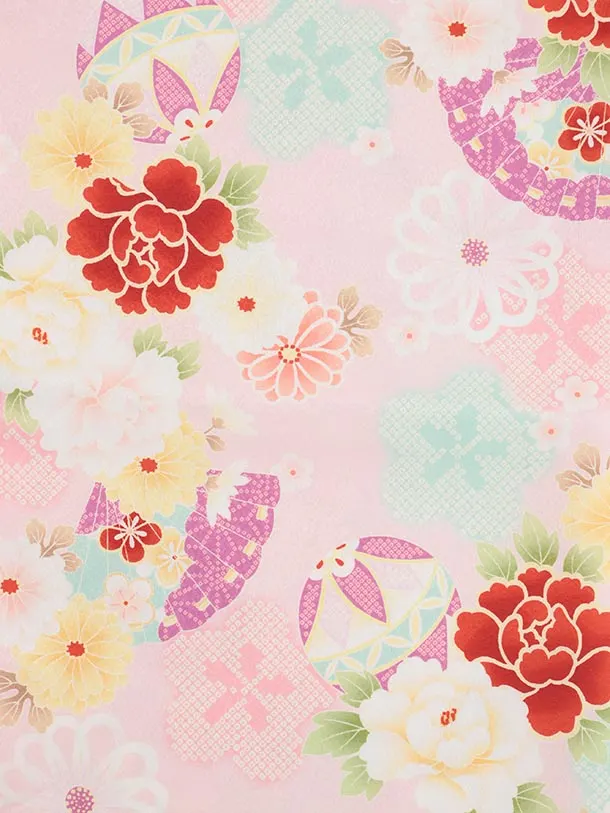 七五三(5歳女児)0666 ピンク 花づくし