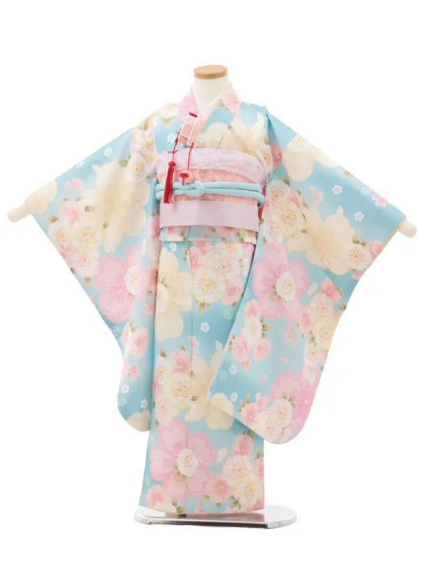 七五三(5歳女児)0668 水色 八重桜