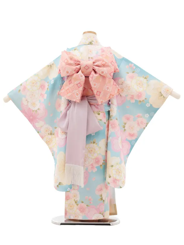 七五三(5歳女児)0668 水色 八重桜