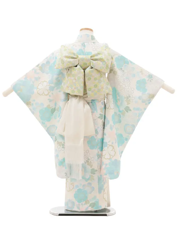 七五三(5歳女児)0675 クリーム 水色 花