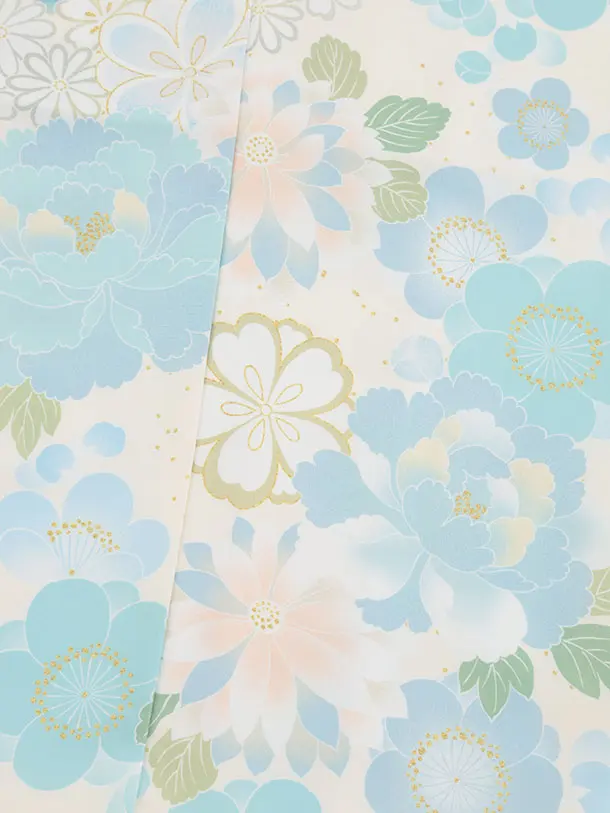 七五三(5歳女児)0675 クリーム 水色 花