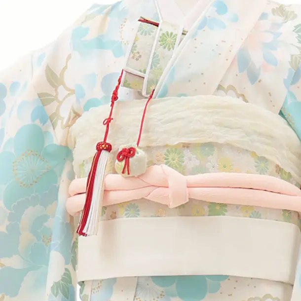 七五三(5歳女児)0675 クリーム 水色 花