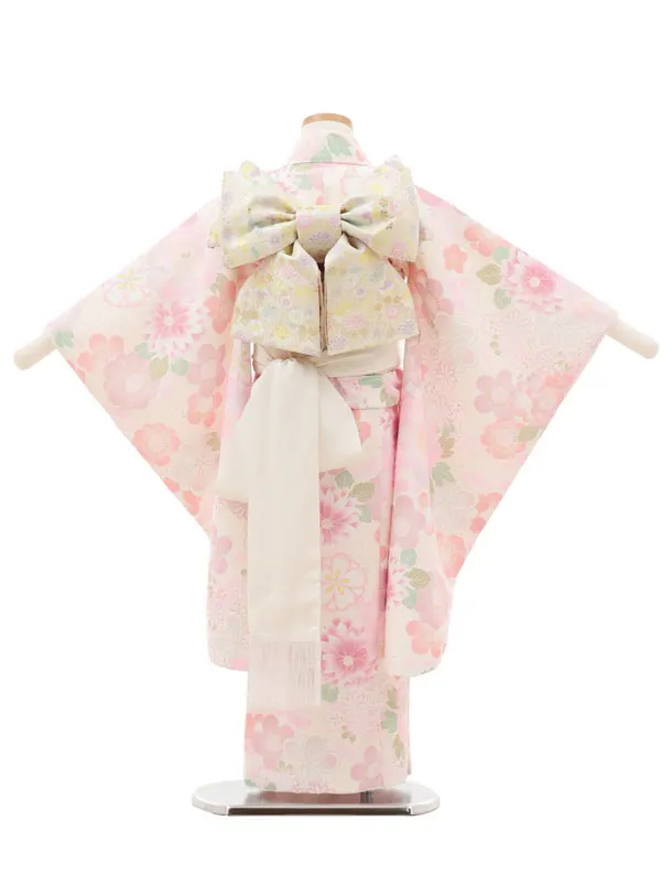 七五三(5歳女児)0676 クリームピンク 花