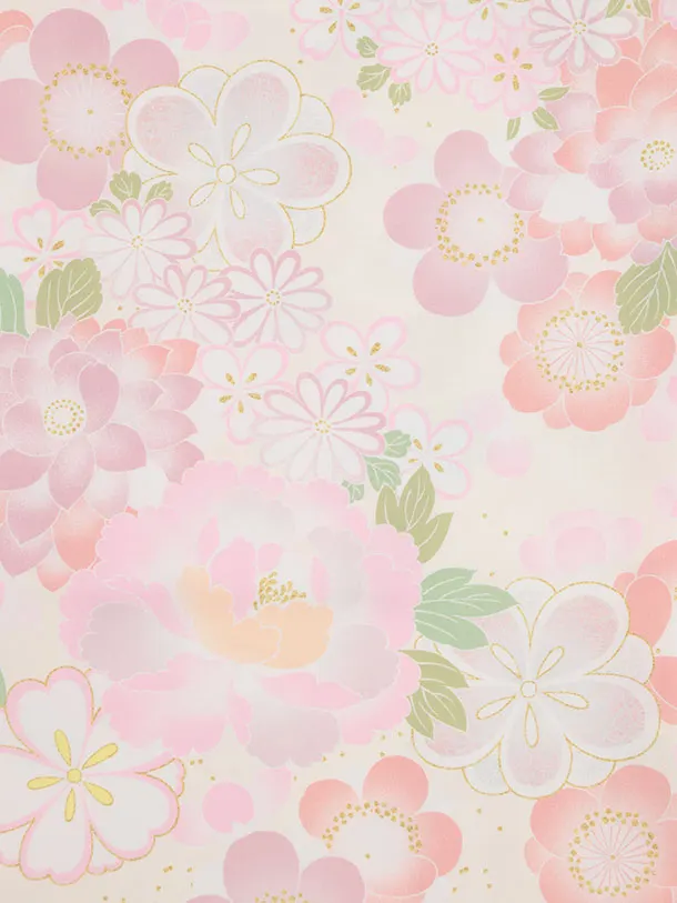 七五三(5歳女児)0676 クリームピンク 花