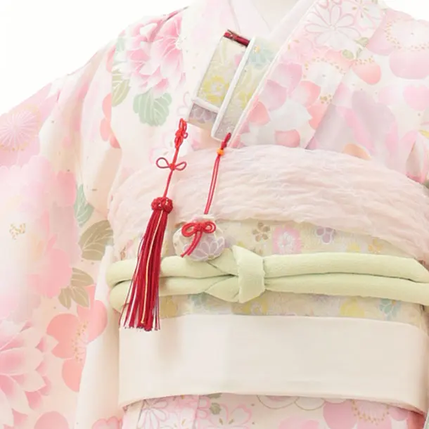 七五三(5歳女児)0676 クリームピンク 花