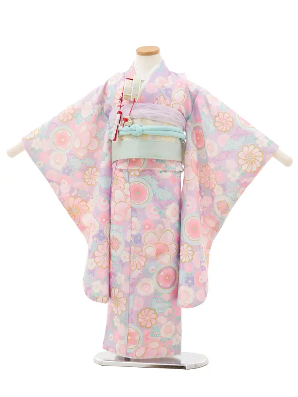 七五三(5歳女児)0681 ラベンダーピンク丸紋 ねじり菊