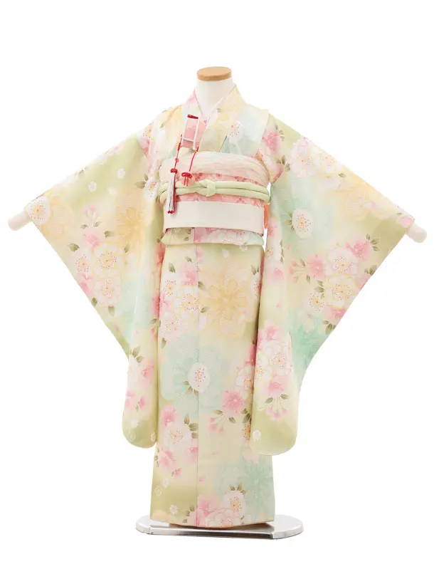 七五三(5歳女児)0683 ライムグリーン 桜