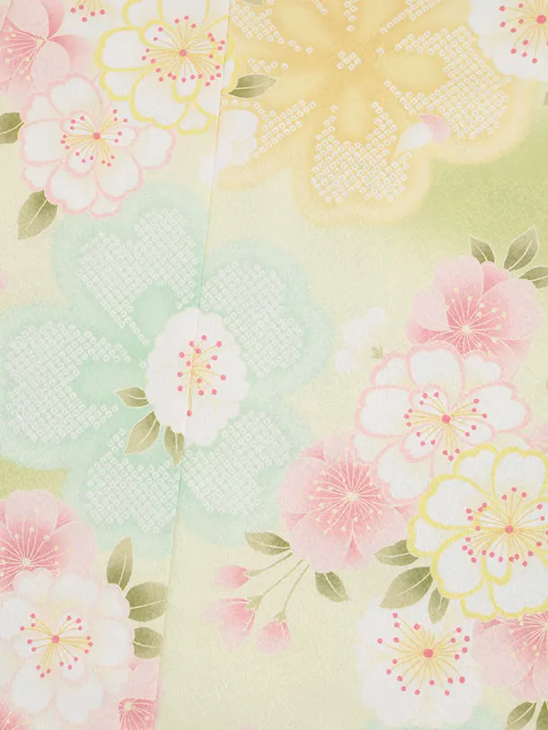 七五三(5歳女児)0683 ライムグリーン 桜