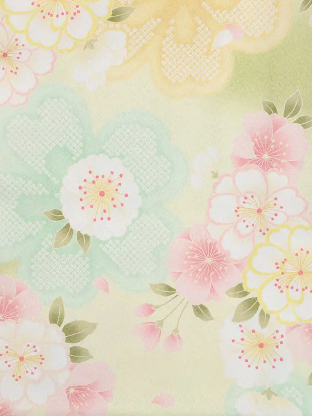 七五三(5歳女児)0683 ライムグリーン 桜