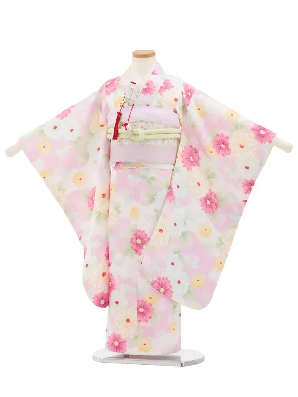 七五三(5歳女児)0695 オフ白 ピンク 小菊