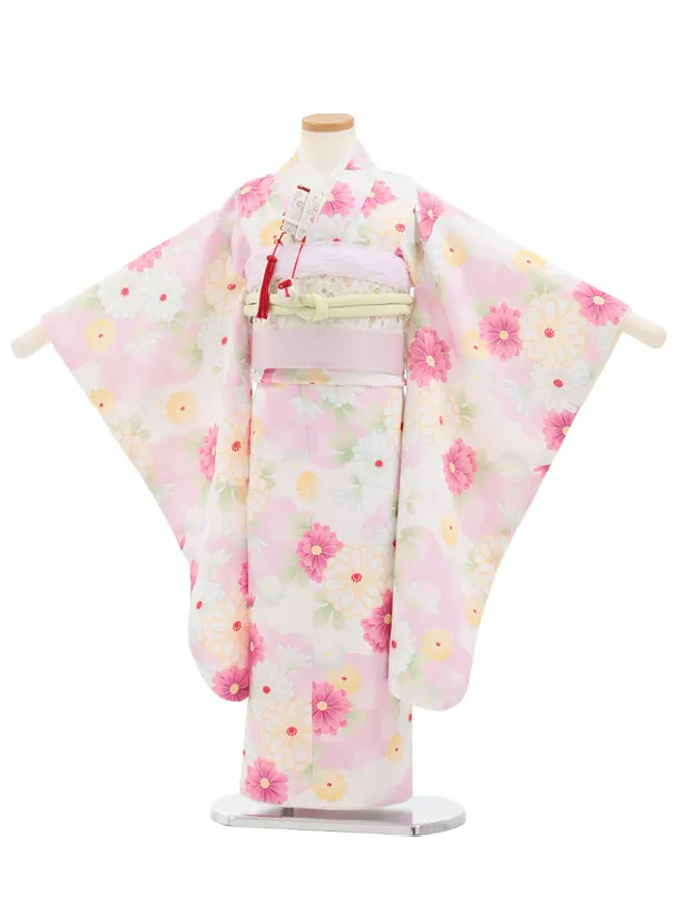 七五三(5歳女児)0695 オフ白 ピンク 小菊