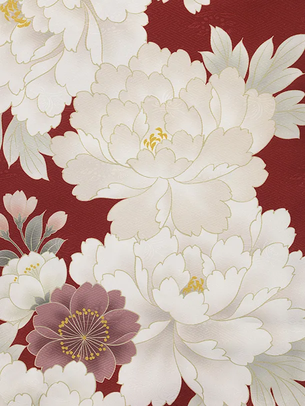 七五三レンタル(3歳女児被布)4774 アイボリー×赤銅色牡丹