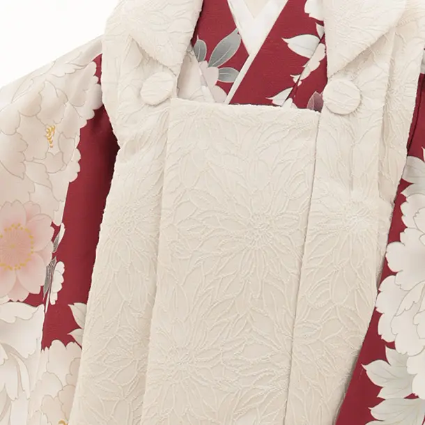 七五三レンタル(3歳女児被布)4774 アイボリー×赤銅色牡丹